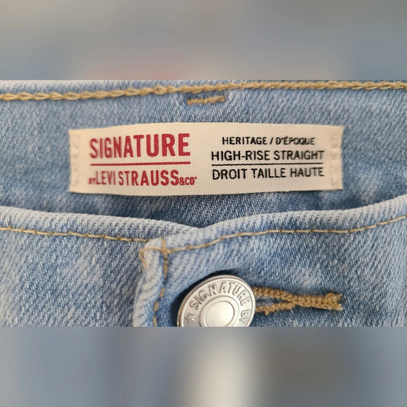 Vintage Signature Levi Straus Pattern Jeans Women Blue Denim 37X34 - Picture 5 of 10